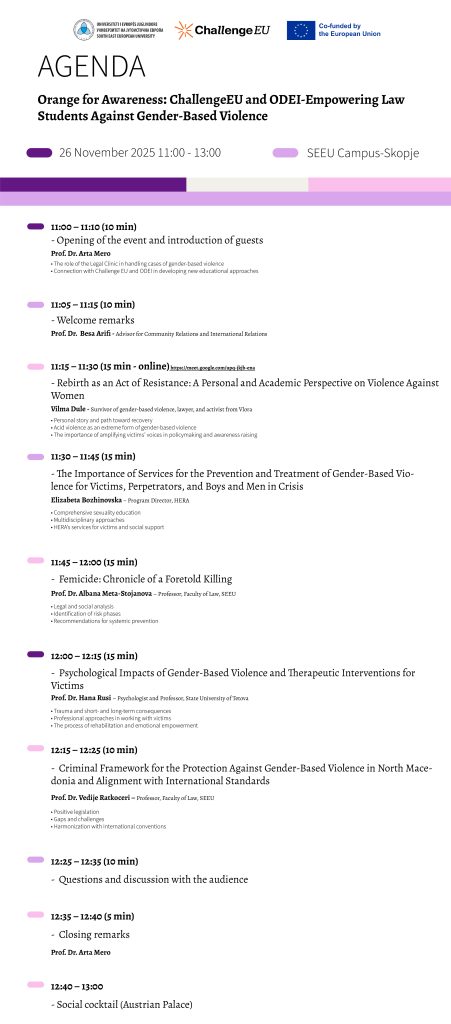 Orange for Awareness: Agenda