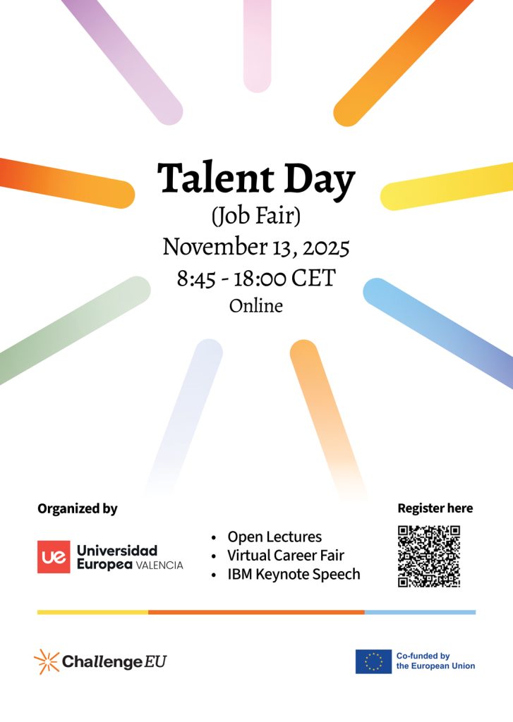 Talent Day (Job Fair) - graphic with logos ChallengeEU, EUV and information abou Co-funded