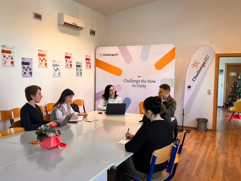 The picture shows group of people who taking part in the meeting at SEEU.