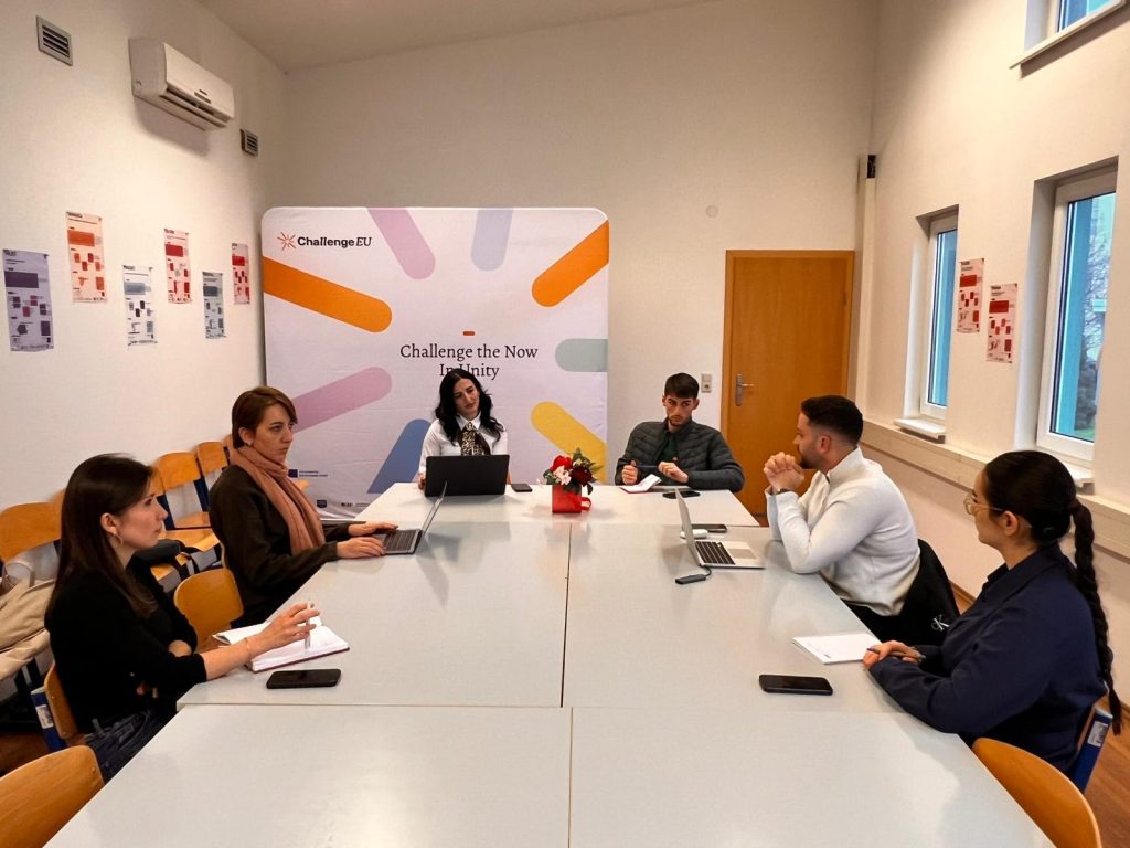 The picture shows group of people who taking part in the meeting at SEEU.