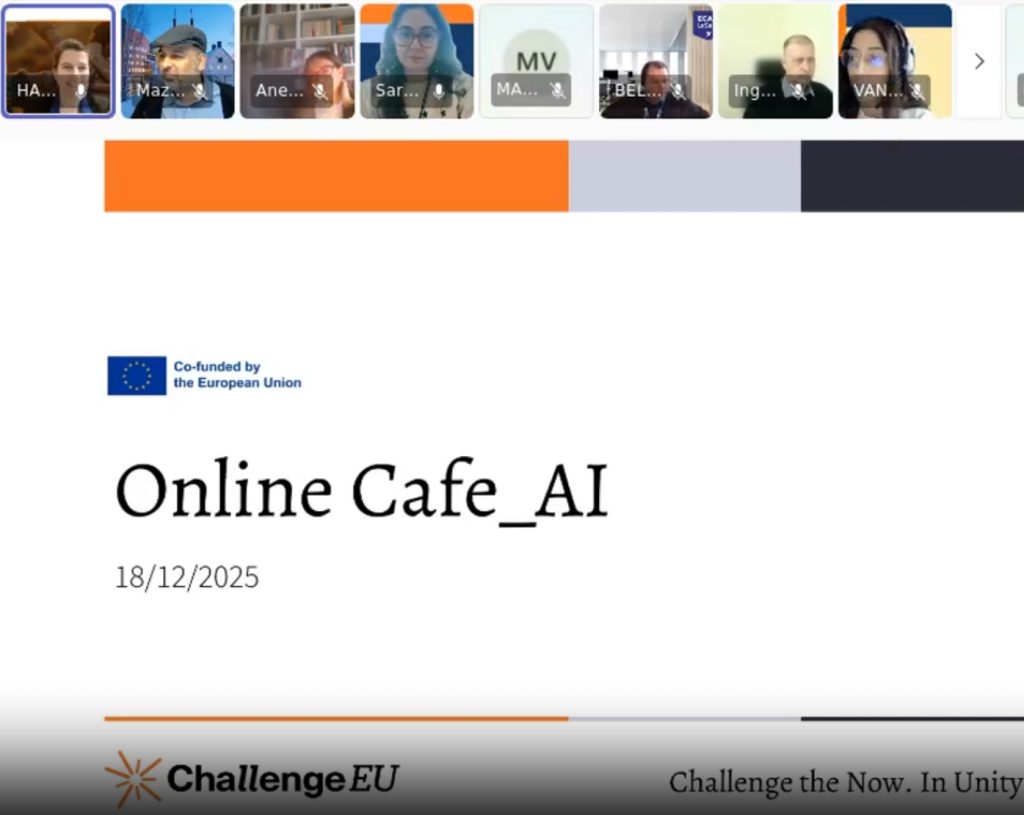The screenshot which presents the meeting Online Cafe organized by ChallengeEU alliance. 