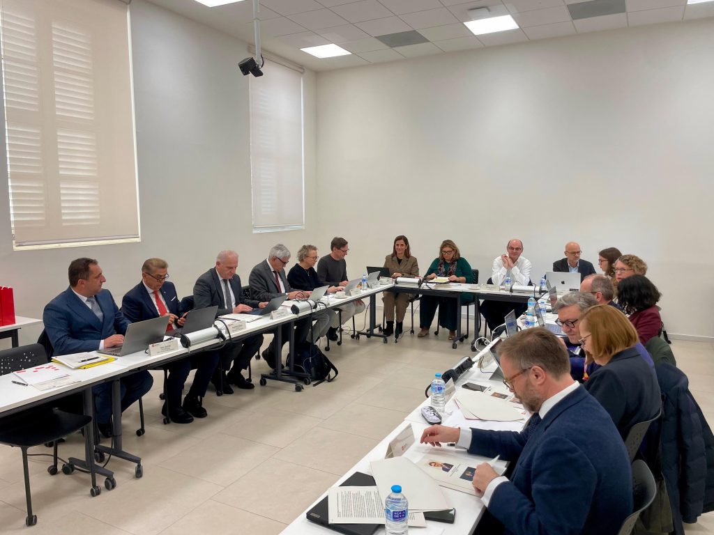 Rectors and partner representatives seated at conference tables during the ChallengeEU Strategy Board meeting, discussing future directions of the Alliance.