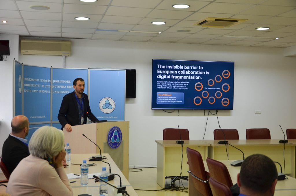 The picture show prelegent of the open lecture oragnized by SEEU University.